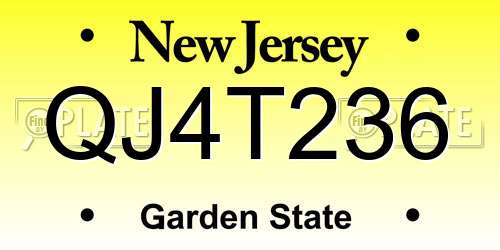 QJ4T236 New Jersey License Plate