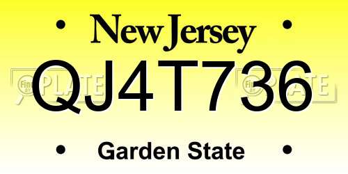 QJ4T736 New Jersey License Plate