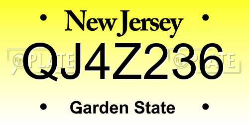 QJ4Z236 New Jersey License Plate
