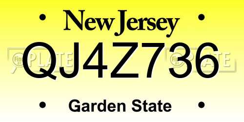 QJ4Z736 New Jersey License Plate