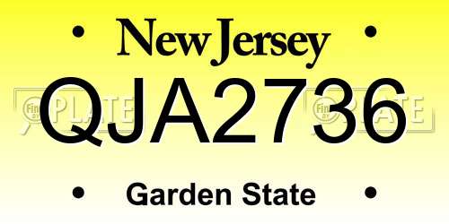 QJA2736 New Jersey License Plate