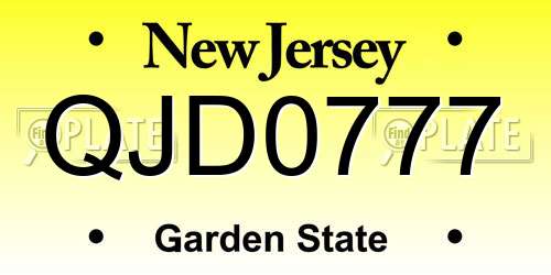 QJD0777 New Jersey License Plate