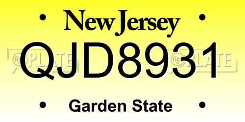 QJD8931 New Jersey License Plate