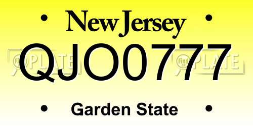 QJO0777 New Jersey License Plate