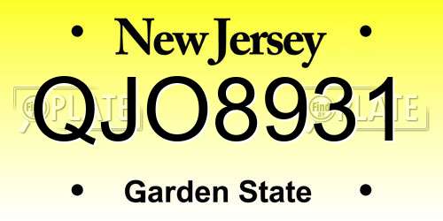 QJO8931 New Jersey License Plate