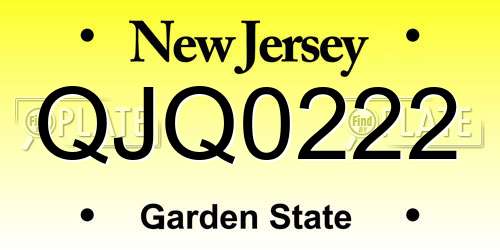 QJQ0222 New Jersey License Plate