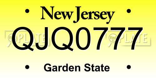 QJQ0777 New Jersey License Plate