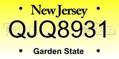 QJQ8931 New Jersey License Plate