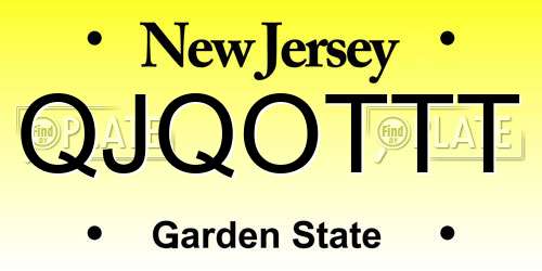 QJQOTTT New Jersey License Plate