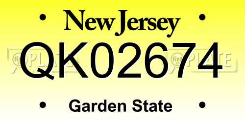 QK02674 New Jersey License Plate