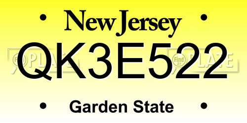 QK3E522 New Jersey License Plate