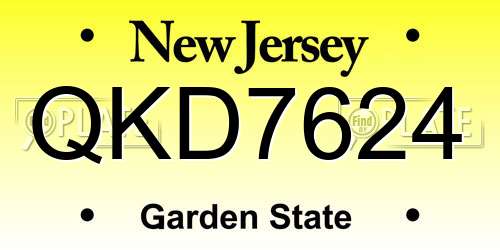 QKD7624 New Jersey License Plate