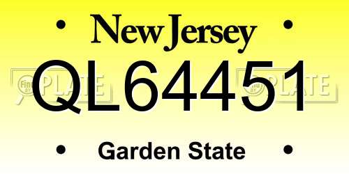 QL64451 New Jersey License Plate