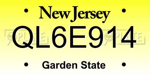 QL6E914 New Jersey License Plate