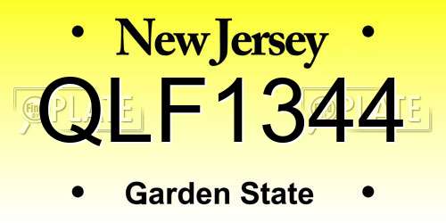 QLF1344 New Jersey License Plate
