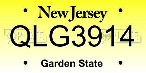 QLG3914 New Jersey License Plate