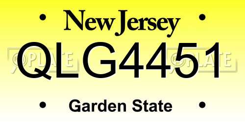 QLG4451 New Jersey License Plate
