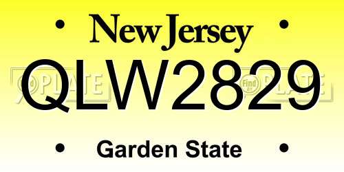 QLW2829 New Jersey License Plate