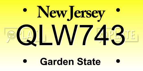 QLW743 New Jersey License Plate
