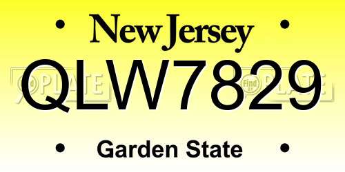 QLW7829 New Jersey License Plate