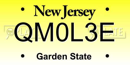 QM0L3E New Jersey License Plate