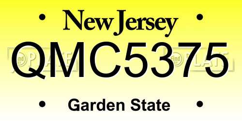 QMC5375 New Jersey License Plate