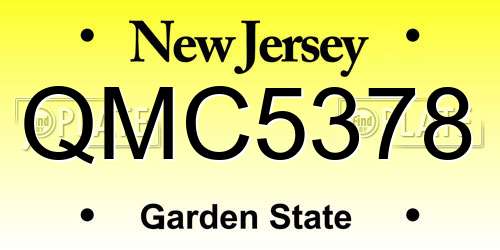 QMC5378 New Jersey License Plate