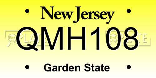 QMH108 New Jersey License Plate