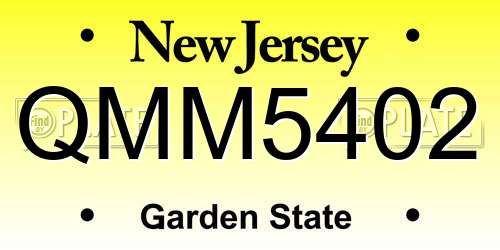 QMM5402 New Jersey License Plate