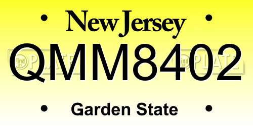 QMM8402 New Jersey License Plate