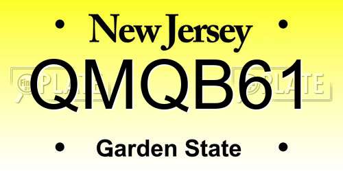 QMQB61 New Jersey License Plate