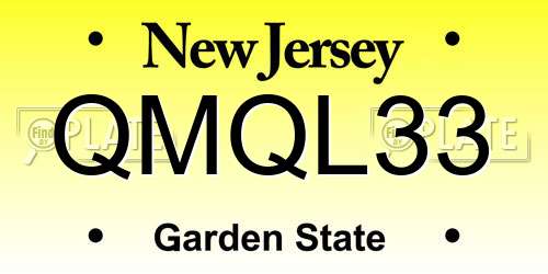 QMQL33 New Jersey License Plate