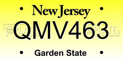 QMV463 New Jersey License Plate