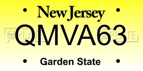 QMVA63 New Jersey License Plate