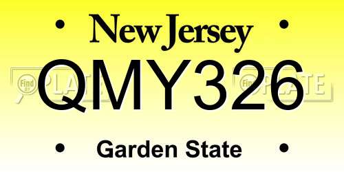 QMY326 New Jersey License Plate