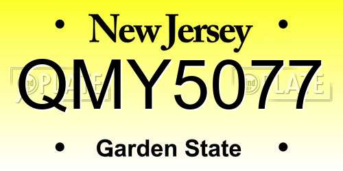 QMY5077 New Jersey License Plate