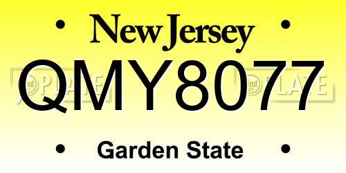 QMY8077 New Jersey License Plate