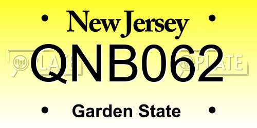 QNB062 New Jersey License Plate