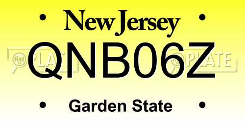 QNB06Z New Jersey License Plate