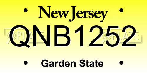 QNB1252 New Jersey License Plate