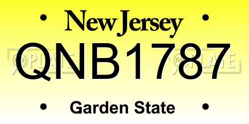 QNB1787 New Jersey License Plate
