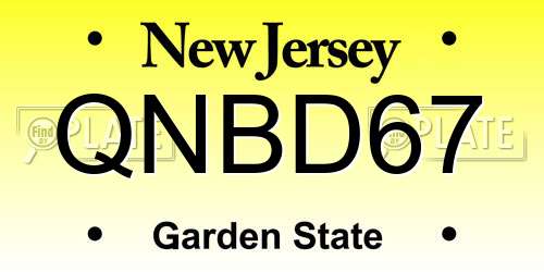 QNBD67 New Jersey License Plate