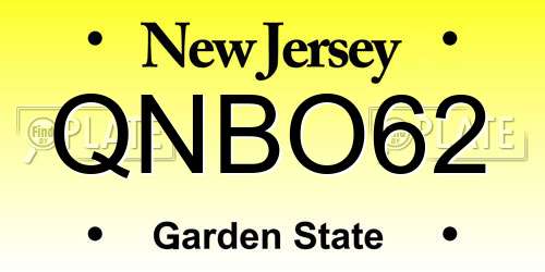 QNBO62 New Jersey License Plate