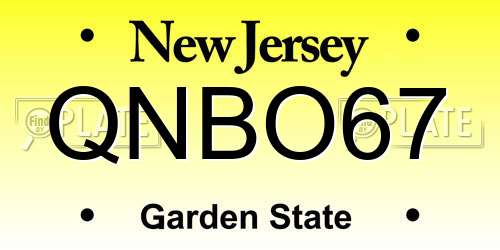 QNBO67 New Jersey License Plate