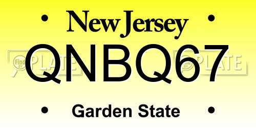 QNBQ67 New Jersey License Plate