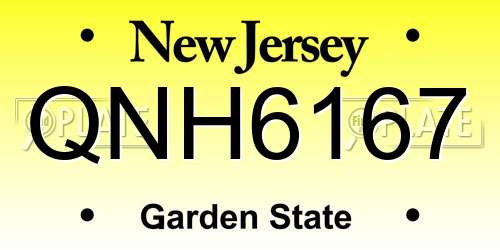 QNH6167 New Jersey License Plate