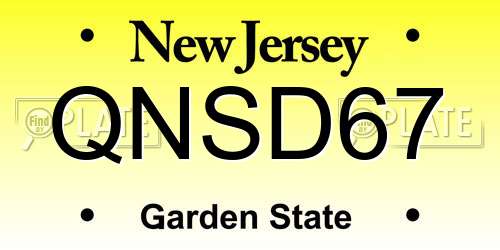 QNSD67 New Jersey License Plate