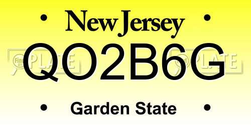 QO2B6G New Jersey License Plate