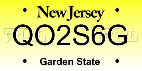 QO2S6G New Jersey License Plate