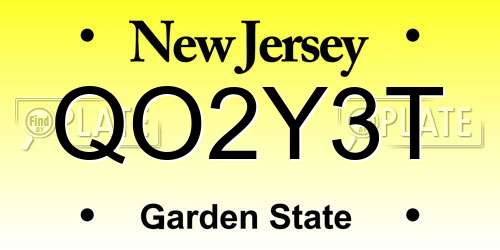 QO2Y3T New Jersey License Plate